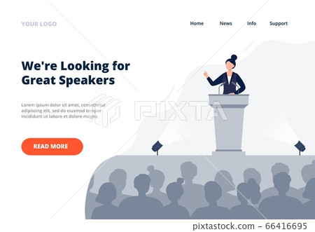 A woman speaks to an audience. A woman speaks to an audience. 66416695