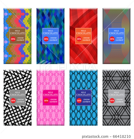 Set of Different Milk Chocolate Bar Isolated on White Background. Sweet Food Collection. Package Mock up 66418210