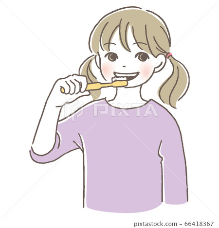 Girls brushing teeth 66418367