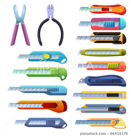 Cutter icons set, cartoon style 66418376