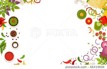 Products for pizza mexican placement on white background. Vector flat illustrations. Products for pizza mexican placement on white background. Vector flat illustrations. 66419606
