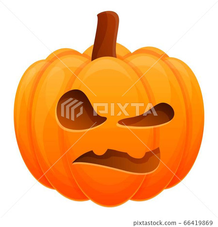 Angry pumkin icon, cartoon style 66419869