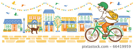 在夏天的城市景觀中騎自行車的人 在夏天的城市景觀中騎自行車的人 66419959