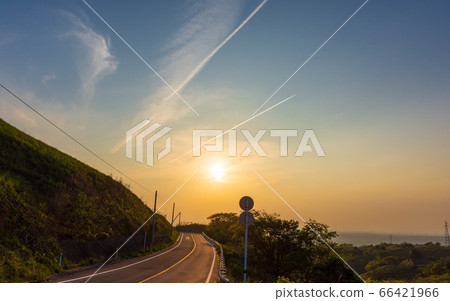 Minamiaso Green Road (Kenny Road) Beautiful sunset scenery Minamiaso Green Road 66421966