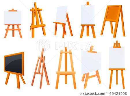 Easel icons set, cartoon style Easel icons set, cartoon style 66421998