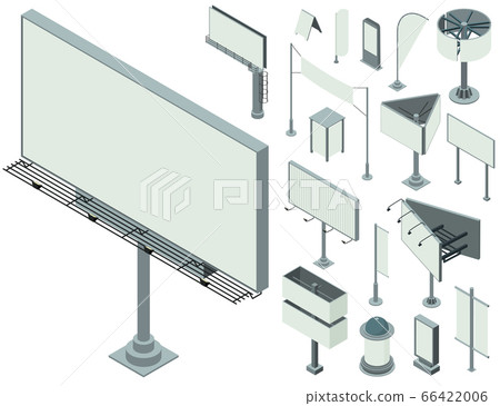 Outdoor advertising icons set, isometric style - Stock Illustration ...