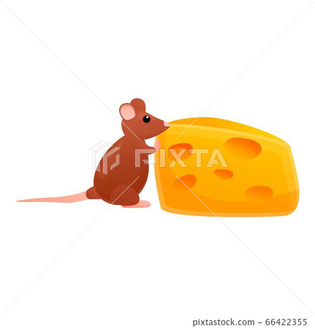 Big cheese piece mice icon, cartoon style 66422355