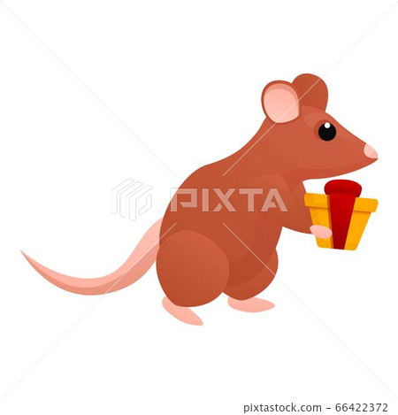 Rat gift box icon, cartoon style Rat gift box icon, cartoon style 66422372