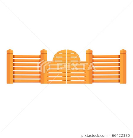 Entrance wood fence icon, cartoon style 66422380