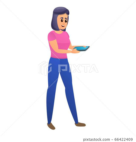 Adolescent with smartphone icon, cartoon style Adolescent with smartphone icon, cartoon style 66422409