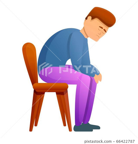 Man at chair depression icon, cartoon style Man at chair depression icon, cartoon style 66422787