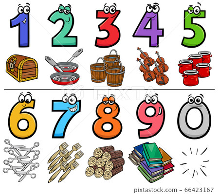 educational cartoon numbers collection with-插圖素材 [66423167] - PIXTA圖庫
