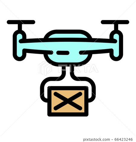 Parcel delivery drone icon, outline style - Stock Illustration ...