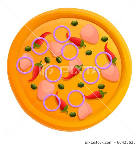 Top view pizza icon, cartoon style 66423625