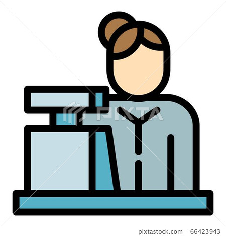 Woman cashier icon, outline style Woman cashier icon, outline style 66423943
