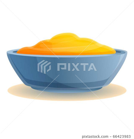 Yellow condiment bowl icon, cartoon style Yellow condiment bowl icon, cartoon style 66423983