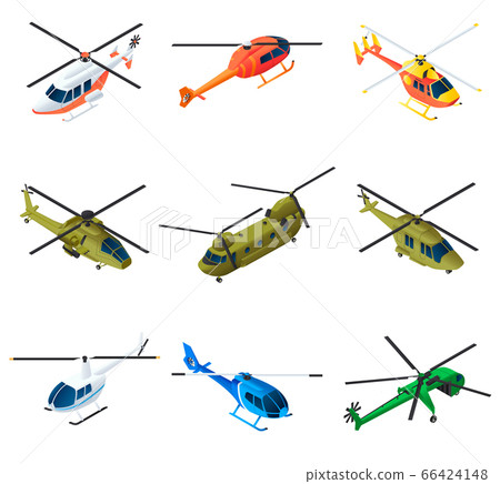 Helicopter icons set, isometric style 66424148