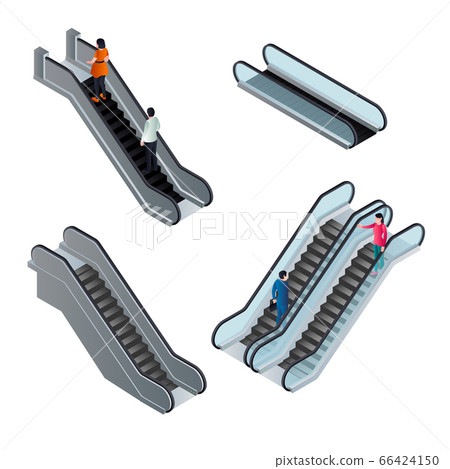 Escalator icons set, isometric style 66424150