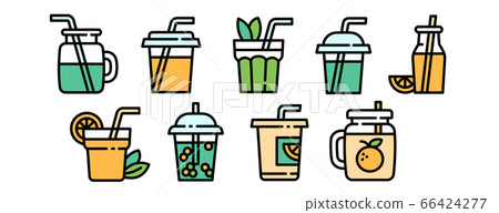 Smoothie icons set, outline style 66424277
