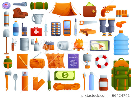 Survival icons set, cartoon style Survival icons set, cartoon style 66424741