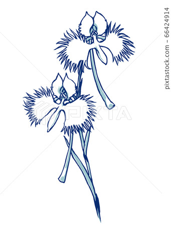 Two-wheeled heron with brush painting and two-color painting Two-wheeled heron with brush painting and two-color painting 66424914