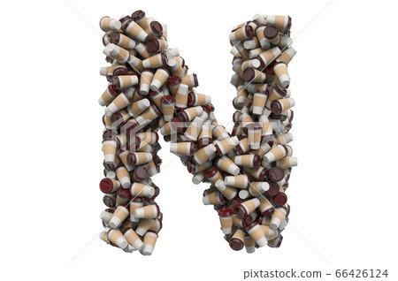 Letter N from disposable cups of coffee or tea 66426124