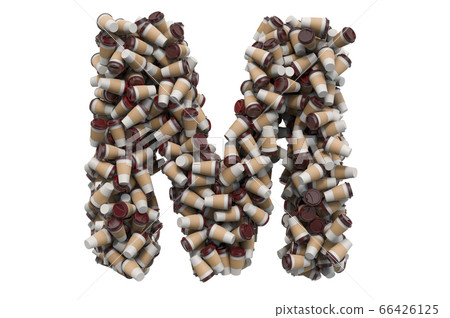 Letter M from disposable cups of coffee or tea 66426125