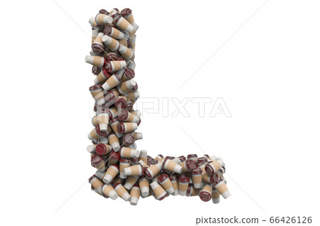 Letter L from disposable cups of coffee or tea 66426126