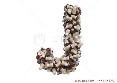 Letter J from disposable cups of coffee or tea 66426129