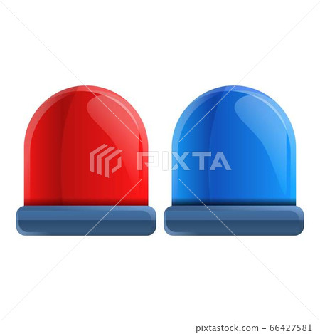 Red blue police flasher icon, cartoon style 66427581