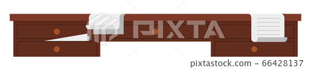 Wooden desk with paper notes vector icon flat isolated 66428137