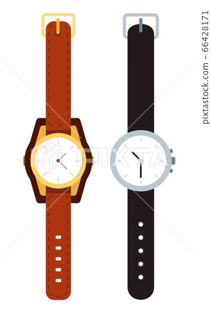 Wristwatch with leather straps vector icon flat isolated Wristwatch with leather straps vector icon flat isolated 66428171