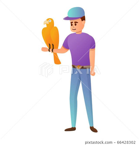 Man take parrot at veterinary icon, cartoon style 66428302
