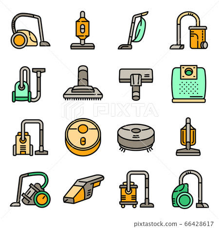 Vacuum cleaner icons set, outline style 66428617