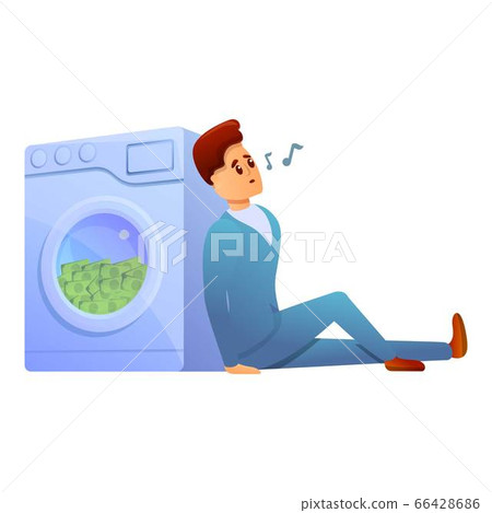 Money in washing machine icon, cartoon style Money in washing machine icon, cartoon style 66428686
