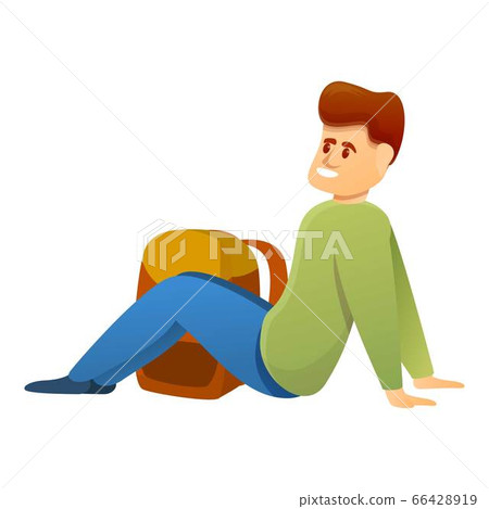 Sitting hiker icon, cartoon style 66428919