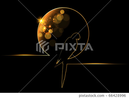 Parrot bird golden line art, continuous luxury gold line drawing, round bright and shiny macaw bird logo idea vector isolated on black background Parrot bird golden line art, continuous luxury gold line drawing, round bright and shiny macaw bird logo idea vector isolated on black background 66428996