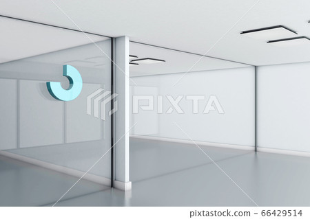 Abstract logo mockup on glass office wall. Abstract logo mockup on glass office wall. 66429514