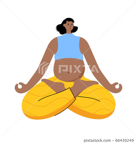 Yoga flat vector illustration. Healthy pregnancy. Yoga flat vector illustration. Healthy pregnancy. 66430249
