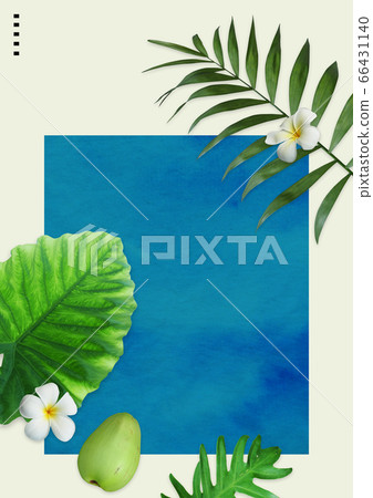 Watercolor background with tropical plants 66431140