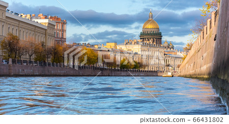 Saint Petersburg, Russia: St. Isaac's Cathedral and the Moyka River in autumn. 66431802