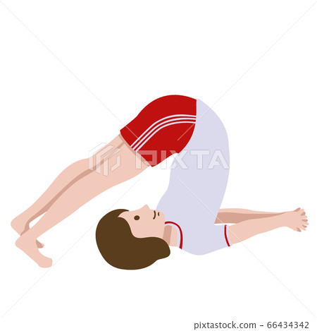 體操瑜伽犁姿勢女孩插畫 66434342