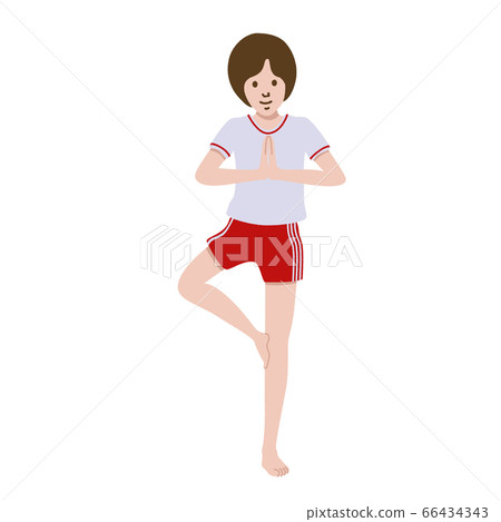 Gymnastics yoga tree pose girl illustration 66434343