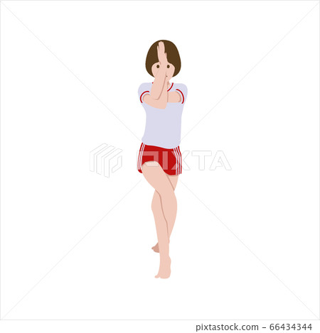 Gymnastics yoga eagle pose girl illustration 66434344