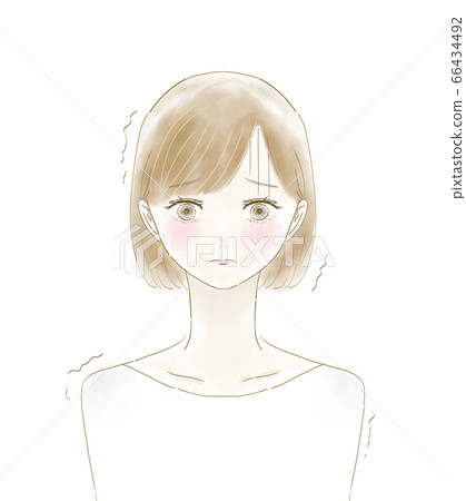 Scared woman bob brown hair Scared woman bob brown hair 66434492