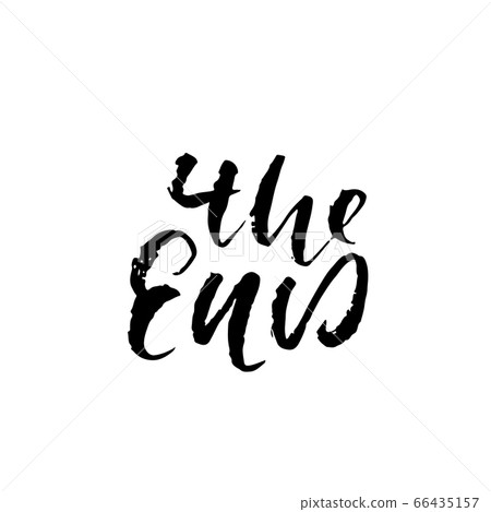 The end. Hand drawn dry brush lettering isolated on white background. Vector illustration 66435157