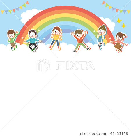 Background of children jumping cheerfully 66435158