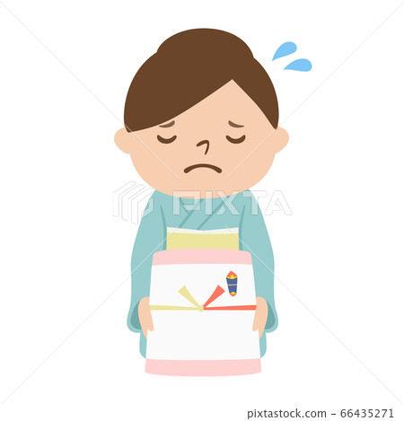 An illustration of a woman in a kimono with a sweet apology. An illustration of a woman in a kimono with a sweet apology. 66435271