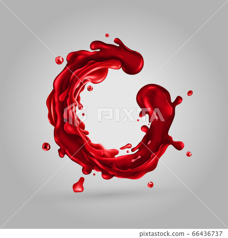 Cherry juice splash circle on a gray background 66436737