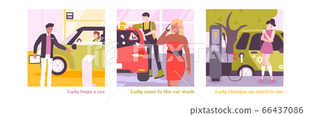 Woman Driving Square Compositions 66437086